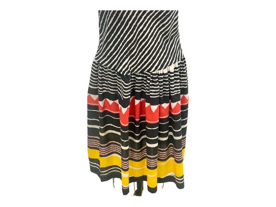 Vintage 70s Striped Abstract Pattern Sun Dress Sm… - image 4