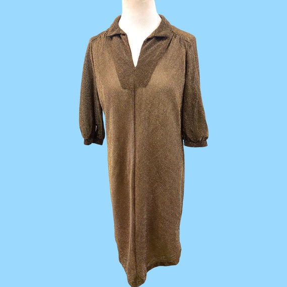 Vintage Metallic Copper Bronze Lame Dress - image 1
