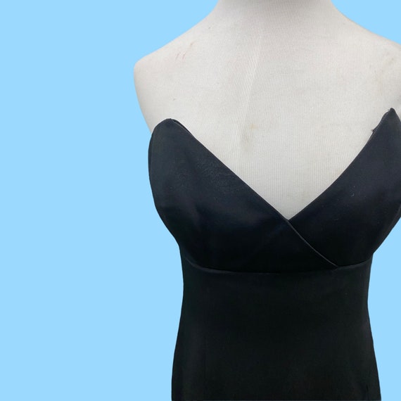Vintage Eric Gaskins Black Silk Sheath Dress Size… - image 3