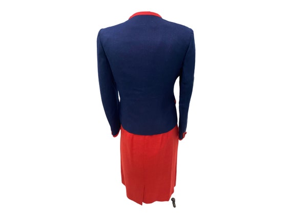 Vintage 70s Blue Red Linen Skirt Suit By Mort Sch… - image 8