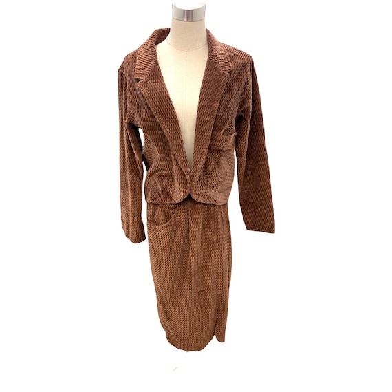 Vintage 1970's Brown Corduroy Suit - Skirt Jacket… - image 1