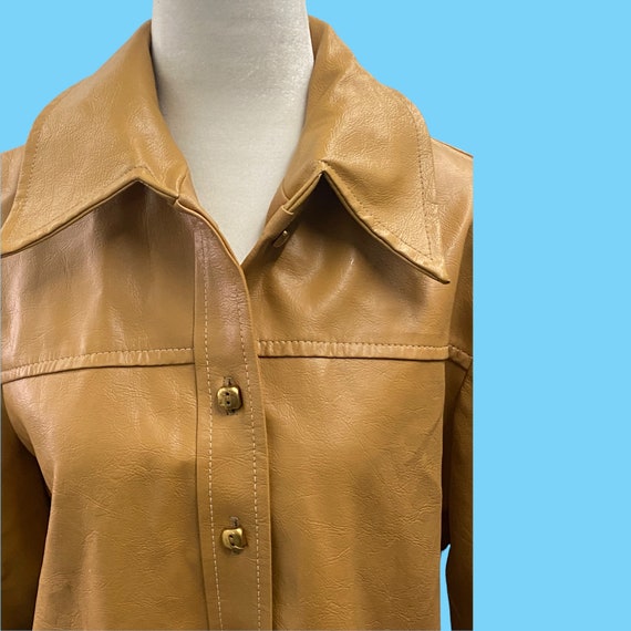 Vintage Retro 1970s Tan Faux Leather Jacket By NP… - image 4