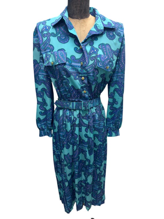 green paisley shirt dress AVERY PAISLEY SHIRT DRESS