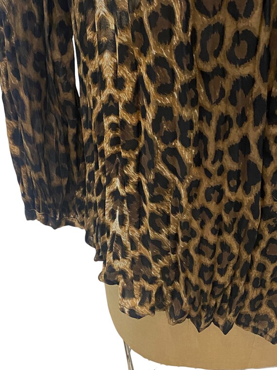 Vintage Harlow Cheetah Leopard Print Blouse Med - image 3
