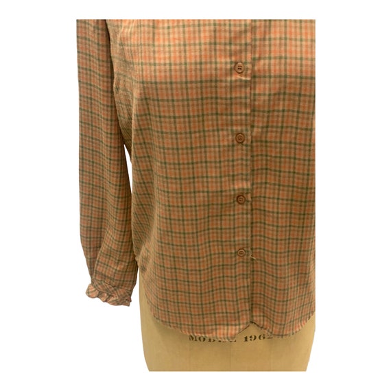 Vintage 1970s Jantzen Plaid Frilly Collar Blouse … - image 4