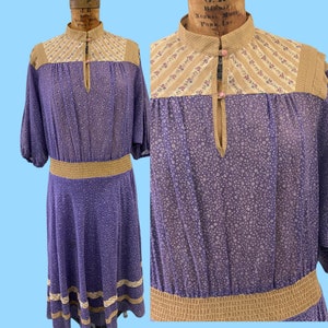 Vintage 70s Boho Chic Act 1 New York Maxi Peasant Style Summer Layered Dress Sz 9-10