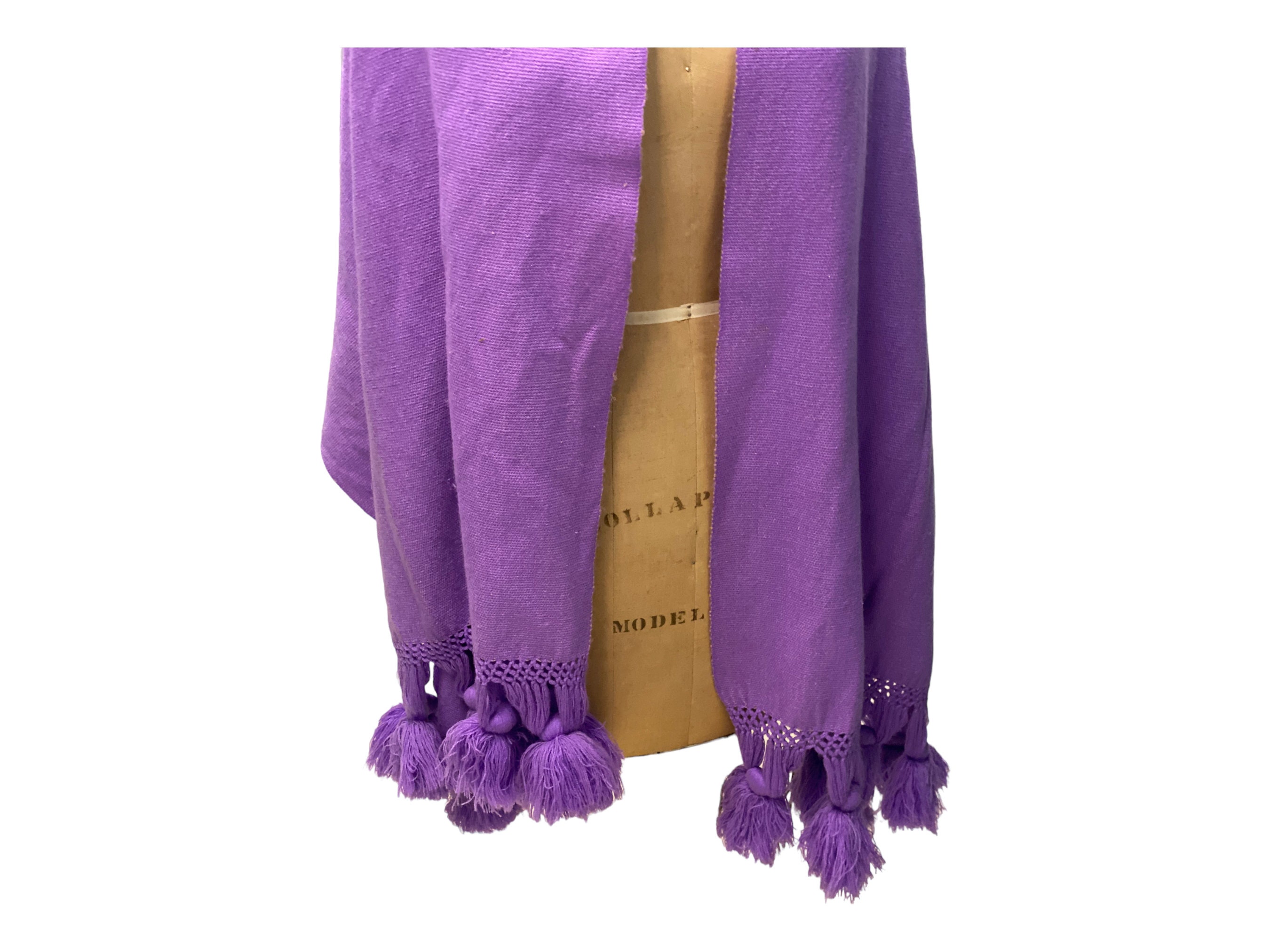 Vintage 1970s Purple Acrylic Wool Large Shawl With Tassles - Etsy