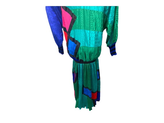 Vintage 1980s Diane Freis Multi Colored Dress Lar… - image 9