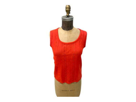 Vintage 70s Sydney Gould Red Wool Diamond Cut Out… - image 1