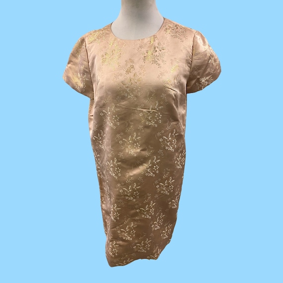 Mid Century Vintage Asian Style Silk Dress Large F