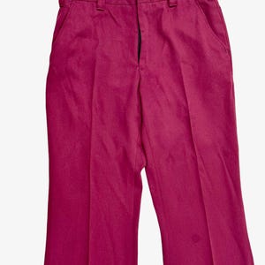 70s Vintage Mens Maroon Polyester Cuffed Pants JBC Of Madera 28&quot; Waist