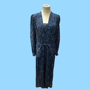 Vintage 1970s Ted Lapidus Paris Floral Print Dress Large