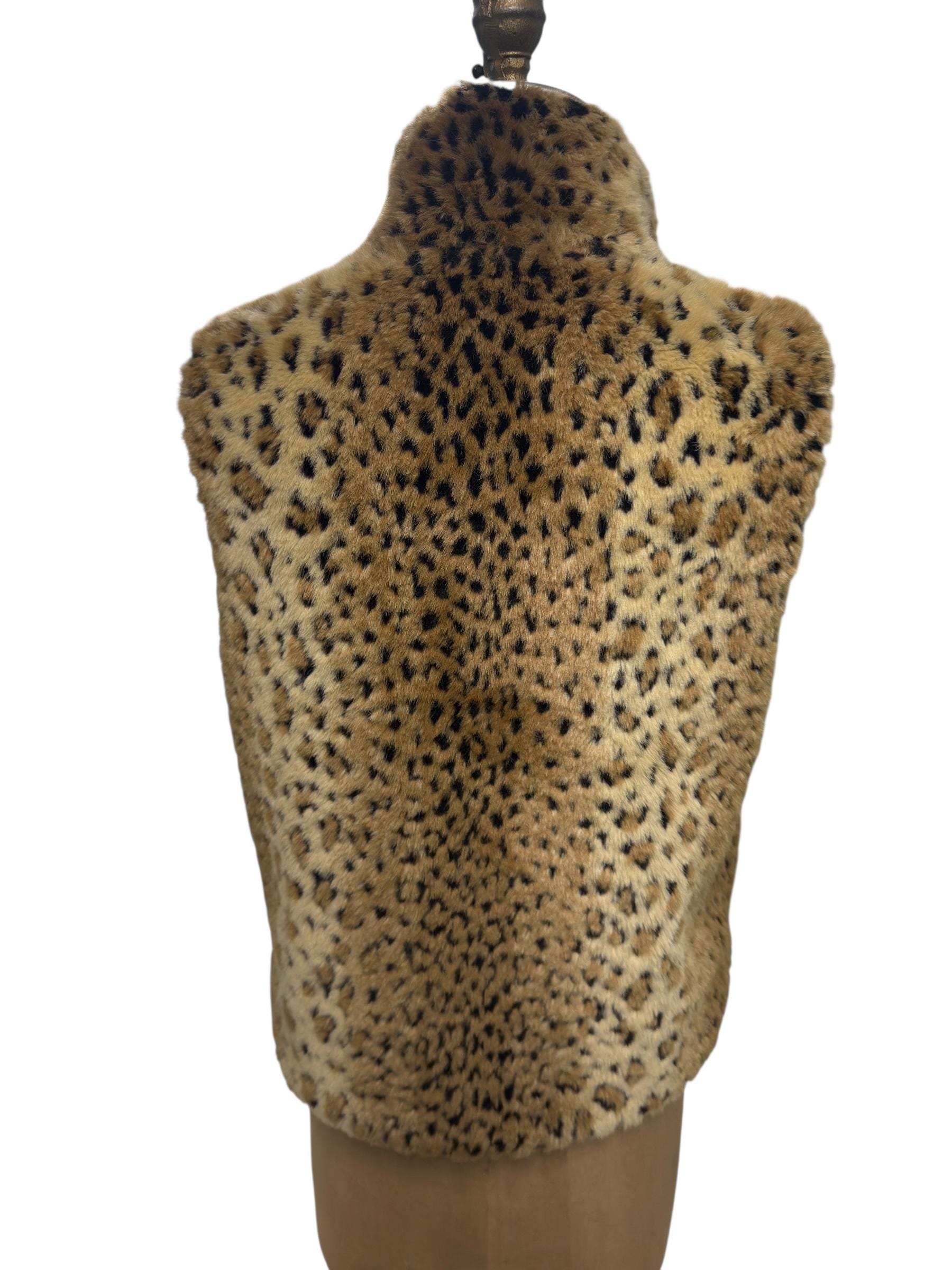 Faux Fur Leopard Print Zip up Vest Med - Etsy