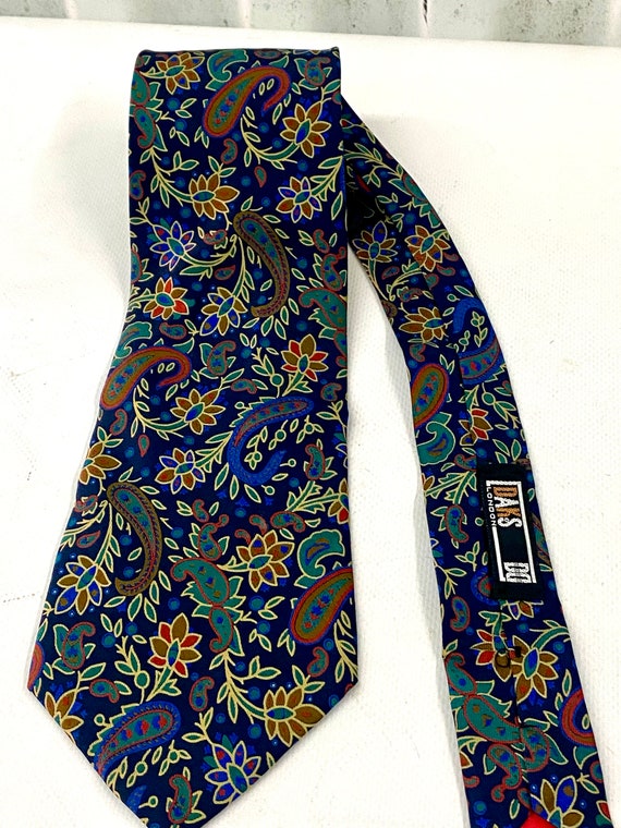 Vintage Daks Of London Silk Floral Paisely Tie - Gem