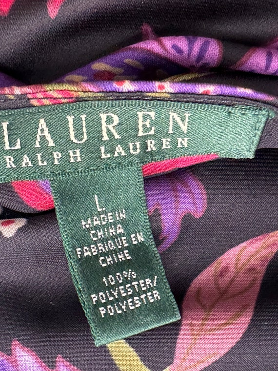 Vintage Lauren Ralph Lauren Sheer Floral Blouse L - image 5