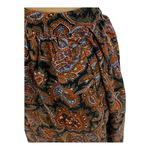 Vintage 1970s Sears Brown Paisley Cotton Pleated … - image 5
