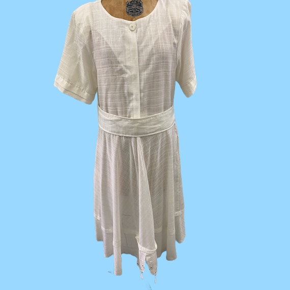 Vintage 1970's White Cotton Summer  Dress By Dian… - image 1