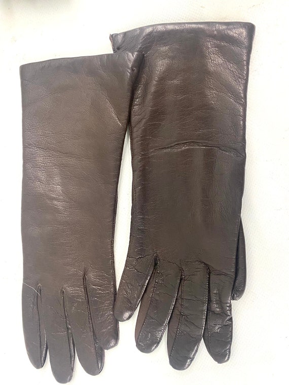 Vintage Brown Faux Leather Gloves Made Italy For G