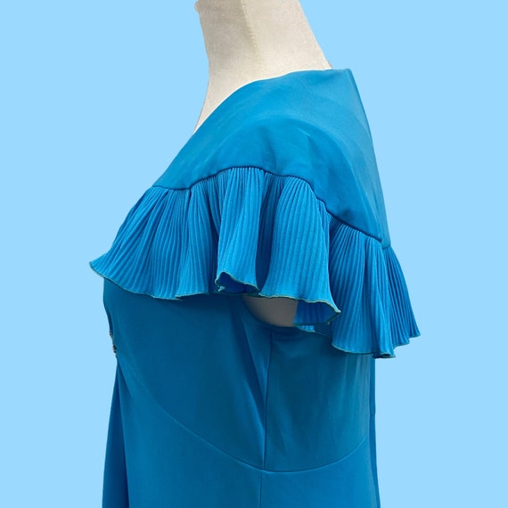 Vintage 1960's Aqua Blue Maxi Cocktail Dress W/ B… - image 6