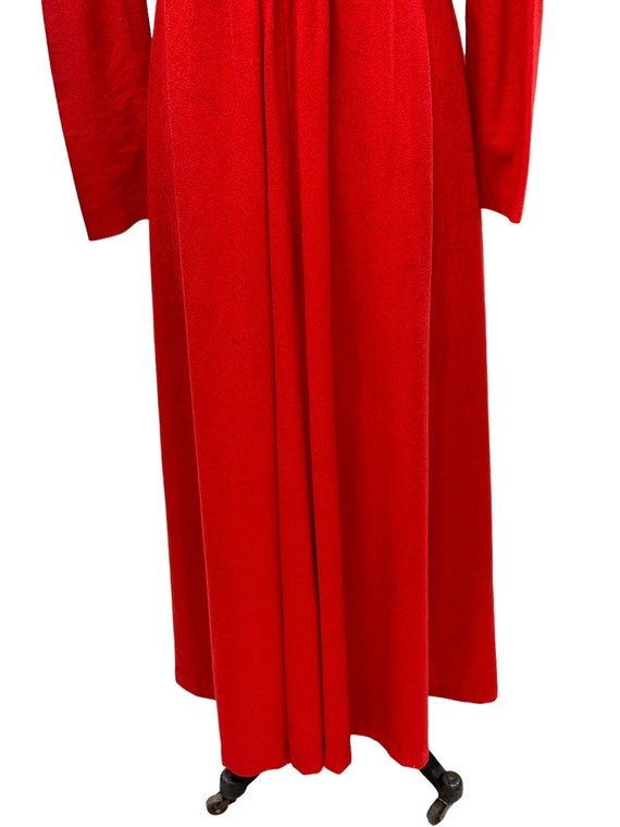 Vintage 1970s  Red Maxi Evening Dress V Neck Empi… - image 3