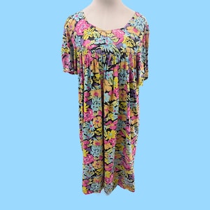 Vintage Sita Bright Colored All Cotton Loose Flowing Summer Dress Medium
