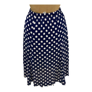 Vintage 70s Blue w/ White Polka Dot Skirt Size 14