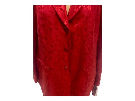 Louis Feraud Red Wool Silk 2 Piece Skirt Suit New… - image 3