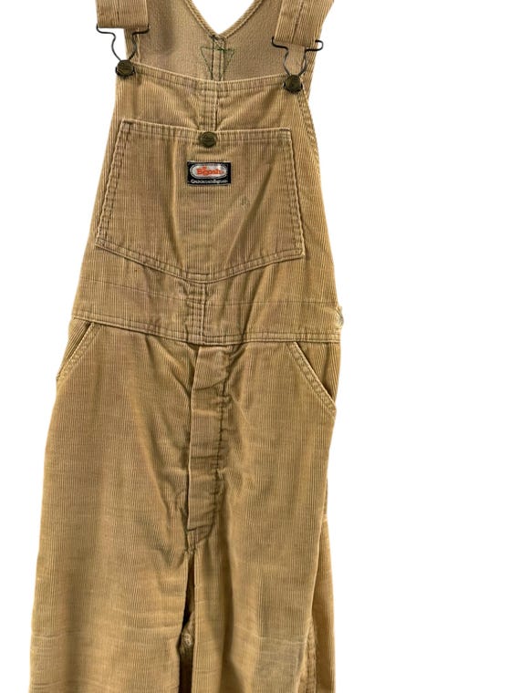 Vintage 70s Oshkosh Bgosh Union Made Tan Corduroy Overalls Teen