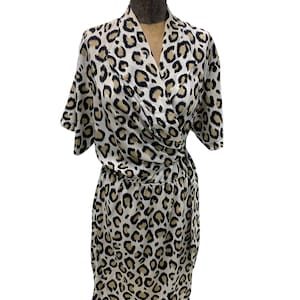 Vintage Liz Roberts Animal Print Wrap Dress Size 12