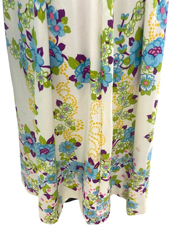 70s Vintage Bright Floral Sleeveless Maxi Dress - image 8