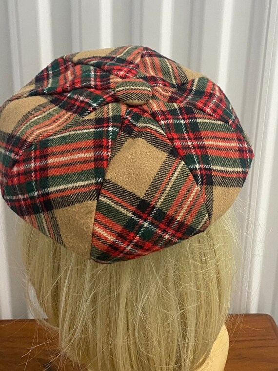 Vintage Plaid Newsboy Hat Made In Italy Small - M… - image 3