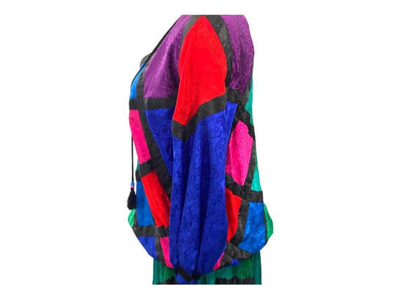 Vintage 1980s Diane Freis Multi Colored Dress Lar… - image 7