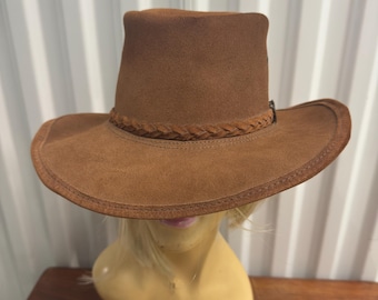 Vintage Suede Leather Hat Size Small Vintage Great Australian Hat Co. S/M Suede Leather Hat | eBay main image 2