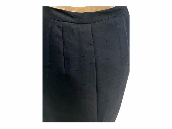 Vintage 1960s Black Shantung Silk Skirt Size 26 W… - image 3