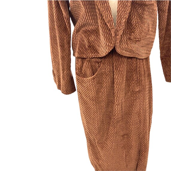 Vintage 1970's Brown Corduroy Suit - Skirt Jacket… - image 3