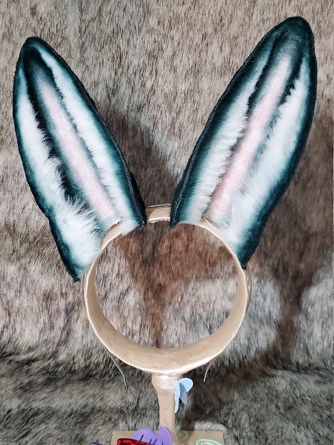 Emerald Green and White Tall Bunny Ears With Rose and | Etsy