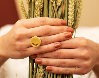 Sterling Silver Statement Ring, Gold Plated Minimalist Ring