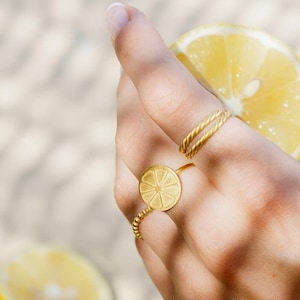 Lemon Ring, Fruit Jewelry,Lime Ring,Lime Jewelry,Lemon Jewelry,Fruit Ring,Gift for Women, Sterling Silver Ring