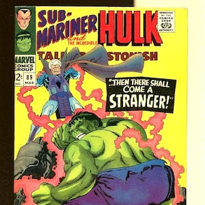 Tales To Astonish #89 Jan 1967 Giant alien robot to destroy Atlantis & Hulk  programed to destroy humanity. Gil Kane cover, Stan Lee script.