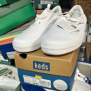 Andie CVO White Leather Classic Keds sneakers New Old Stock w/ Tags in Original Box Sizes 6, 8, 10, 11, 12 White Leather! Super Sale Priced!