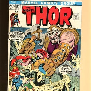 Thor #196 Feb 1972 (1962 1st Series JIM) 1st app of Kartag, Satrina, Sir Glayn, Redguard, Darkhold and the Crimson Mist! Conway & Buscema VF