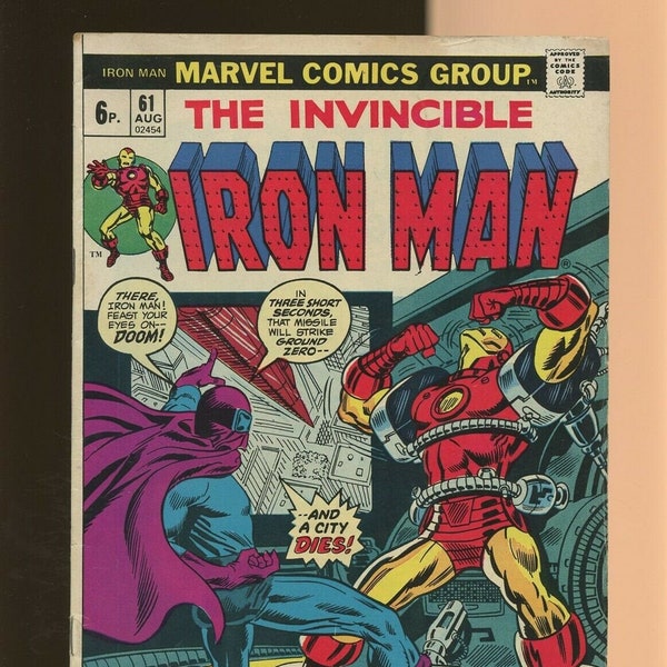 Iron Man 61 Aug 1973 UK Edition! Masked Marauder "Death Knells over Detroit!" Rich Buckler & Frank Giacoia cover, George Tuska, M. Esposito