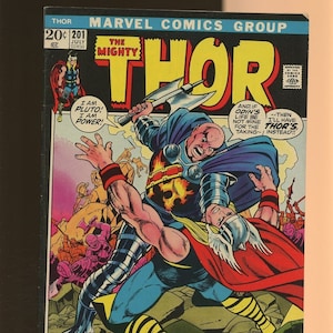 Thor #201 Conway & Buscema 1972 Blackworld Origin  Ego Prime App Sif, Hogun, Fandral, Volstagg, Balder, Hela, Karnilla, Pluto, Hildegard.