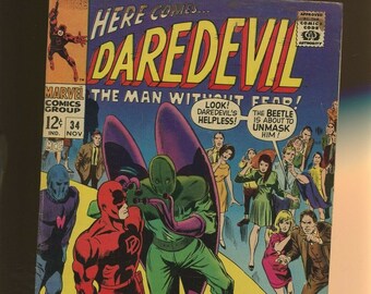 Daredevil #34  (1968 1st Series) November 1967 Origin of the Beetle; To Squash a Beetle!  Mike Murdock appearance. Gene Colan Cover.