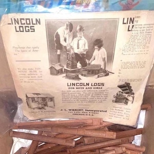 Old 1920s Lincoln Logs JL Wright, Chicago 1-3 dollar sets Rare B&W Illustrations/Instructions Build Bird Houses, Planters, larger Structures