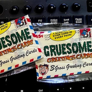 Gruesome Greetings Cards! 1992 Topps Gross and Stinky! Two Sealed Unopened Packs to Double Down on Scratch and Stink Cards enclosed in each!