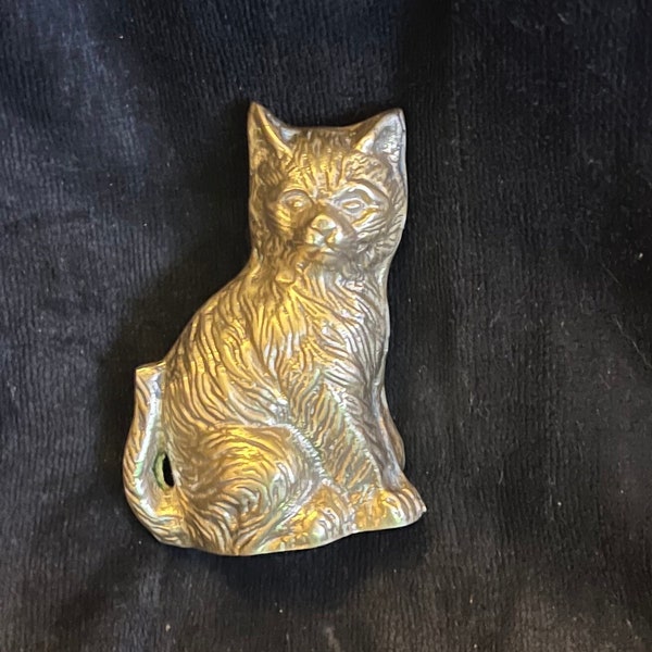 Cat Figurine. Solid Brass Detailed Kitty Cat or  Kitten. Heavy Vintage Brass. Meow Purr Meow Approximately 4.25” Inches tall.