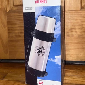 Marlboro Country Store Thermos NIB 1.1 Qt Stainless Steel Vacuum Bottle Thermos. Vintage 1980s Marlboro Promo still in original box unused!