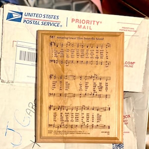 Amazing Grace Musical Wall Art Actually Plays Amazing Grace by P. Graham Dunn Wood Carved Sheet Music w/ Notes & Lyrics. Alder Wood USA Made