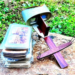 Stereoscope Antique Underwood Viewer 120 AMAZING Cards SEE LISTS History 2 Humor Babies 2 Battleships, World Scenes, Sears & Roebuck Full 50
